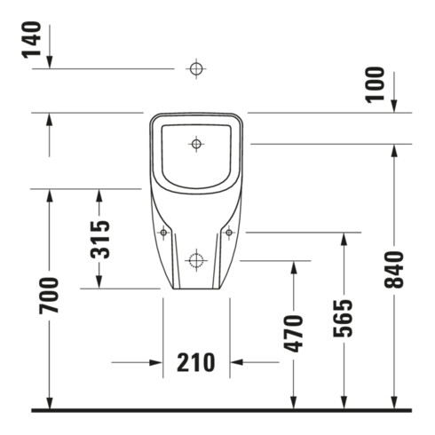 Duravit Urinal No. 1 30,5x29cm, Zul. v ob, riml., we, o. Fl
