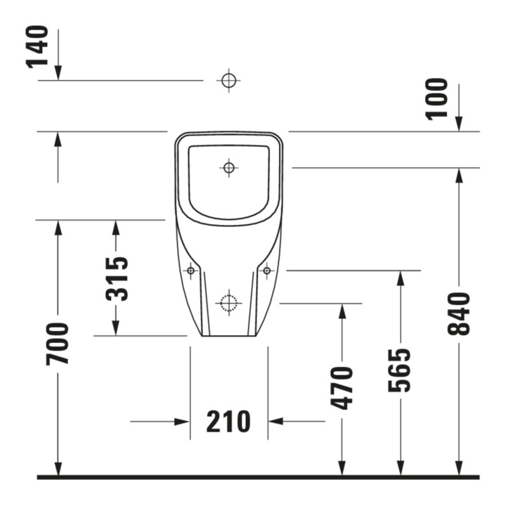 Duravit Urinal No. 1 30,5x29cm, Zul. v ob, riml., we, o. Fl