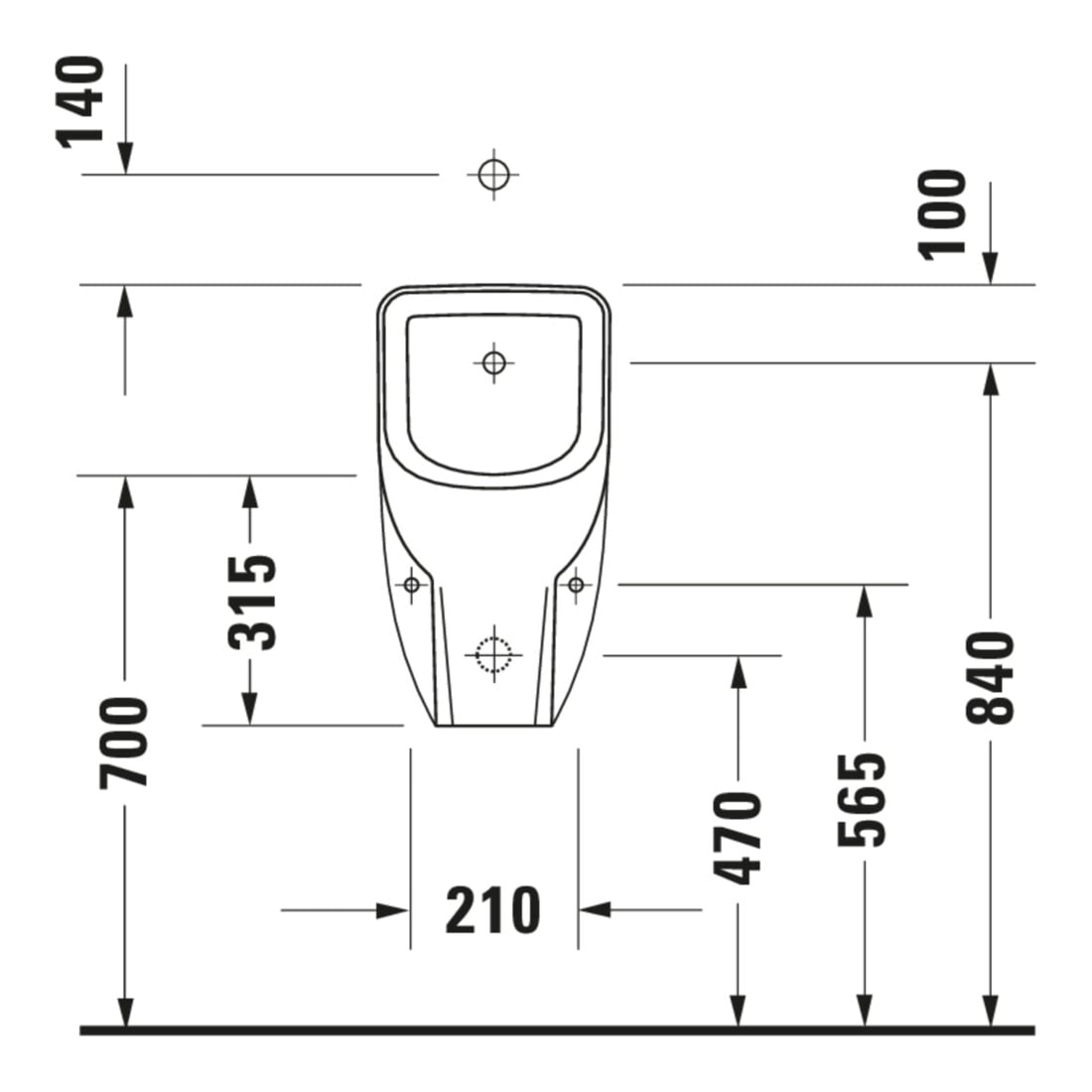 Duravit Urinal No. 1 30,5x29cm, Zul. v ob, riml., we, o. Fl