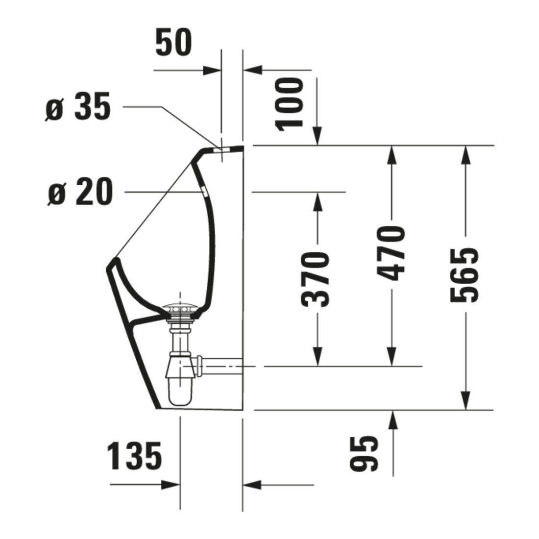 Duravit Urinoir No. 1 30,5x29 cm, alimentation par le haut, sans bride, blanc, sans robinet