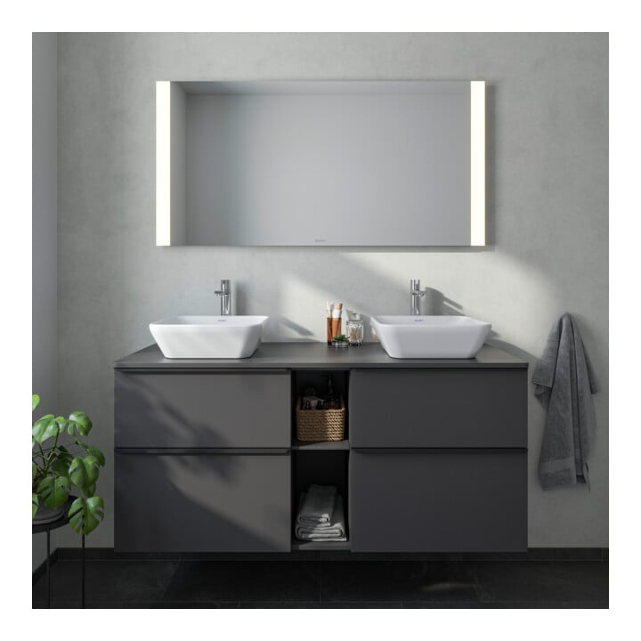 Duravit Vasque à poser D-Neo 40x40 cm, sans trop-plein, sans plage de robinet, blanc