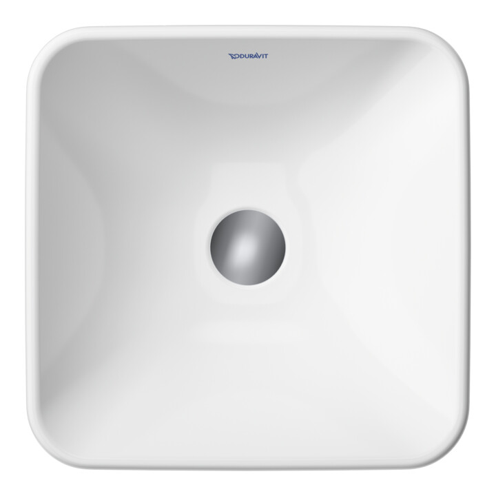 Duravit Vasque à poser D-Neo 40x40 cm, sans trop-plein, sans plage de robinet, blanc