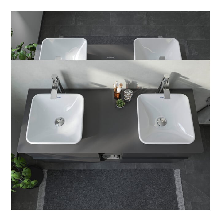Duravit Vasque à poser D-Neo 40x40 cm, sans trop-plein, sans plage de robinet, blanc