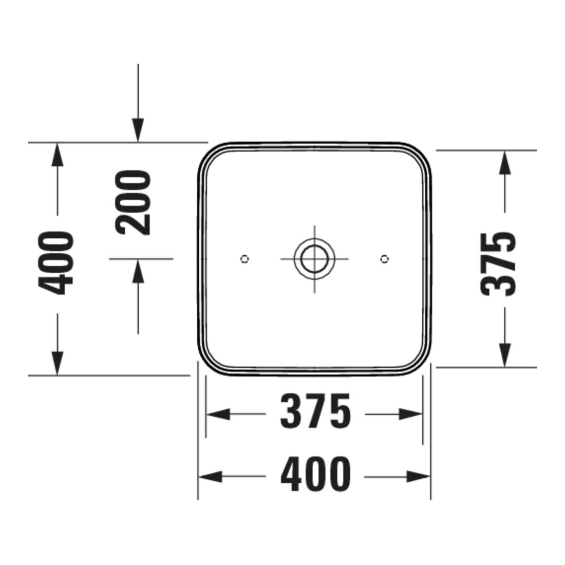 Duravit Vasque à poser D-Neo 40x40 cm, sans trop-plein, sans plage de robinet, blanc