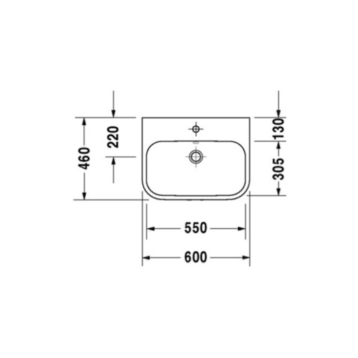 Duravit Vasque à poser Happy D.2 60x46 cm, fermée, avec trop-plein, blanc WG