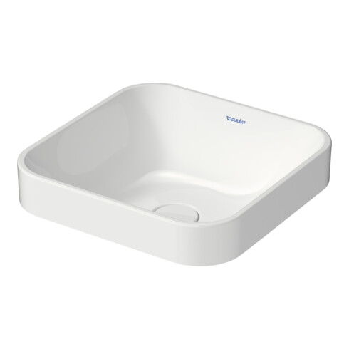 Duravit Vasque à poser Happy D.2 Plus 40x40 cm, blanc/anthracite, sans trop-plein, gauche, avec trop-plein, droite