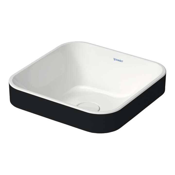Duravit Vasque à poser Happy D.2 Plus 40x40 cm, blanc/anthracite, sans trop-plein, gauche, avec trop-plein, droite