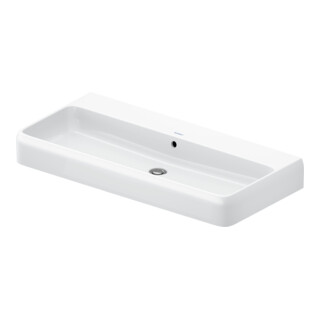 Duravit Vasque à poser Qatego 100x47 cm, blanc, sans trop-plein, avec trou robinet, trop-plein fermé