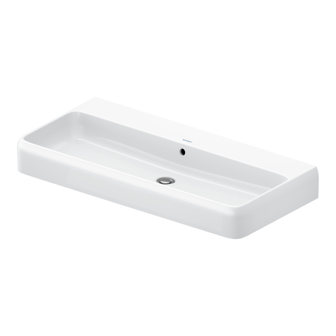 Duravit Vasque à poser Qatego 100x47 cm, blanc, sans trop-plein, avec trou robinet, trop-plein fermé