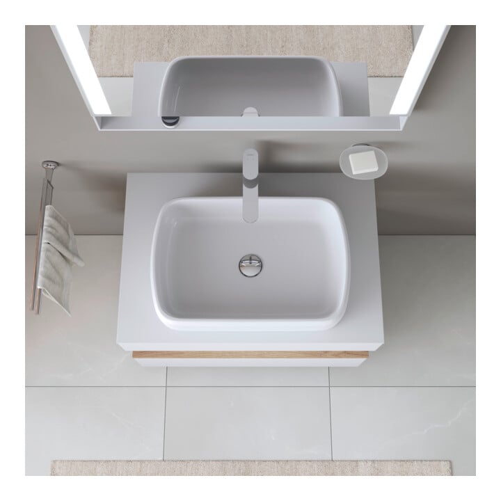 Duravit Vasque à poser Qatego 50x40 cm, blanc brillant, sans trop-plein, sans trou robinet