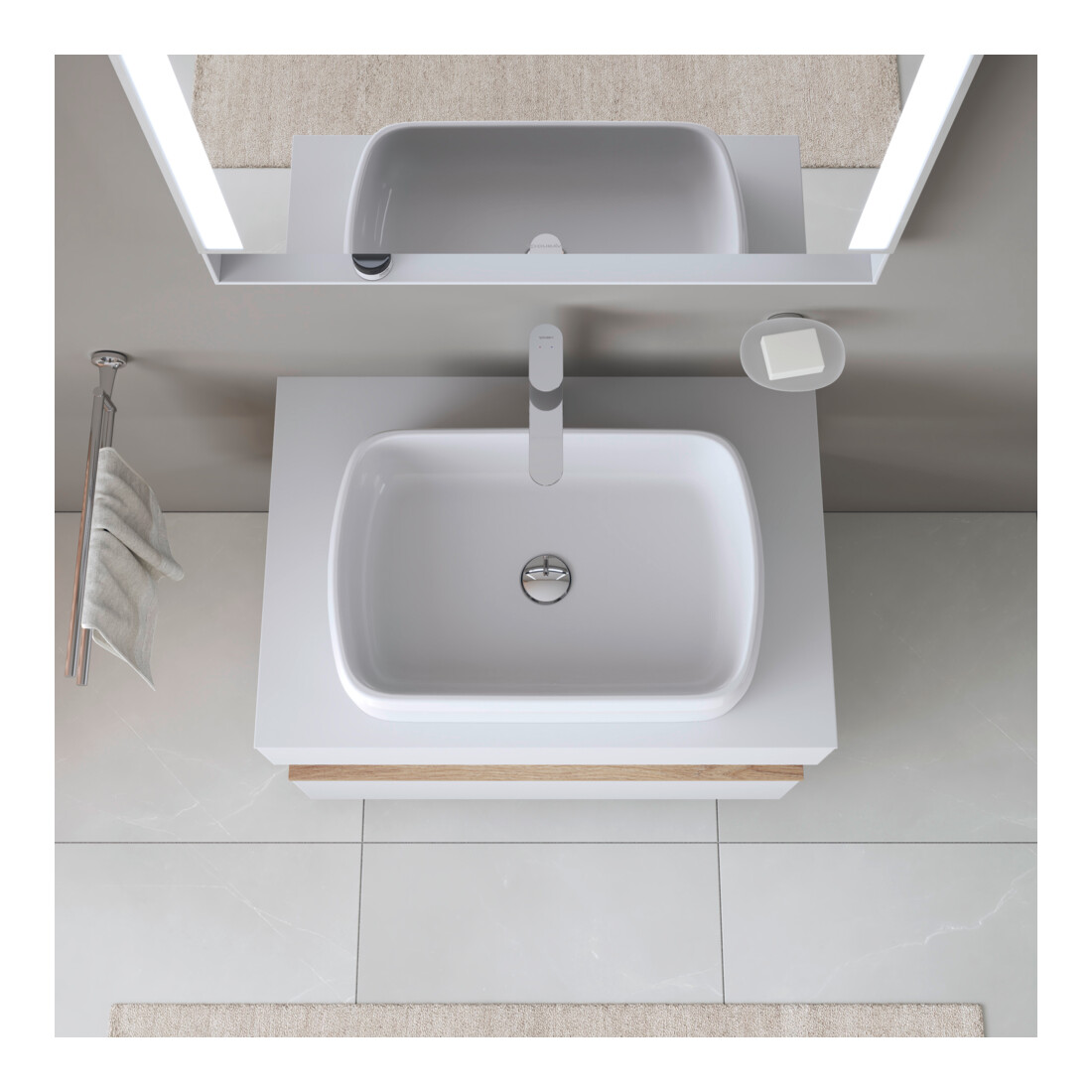 Duravit Vasque à poser Qatego 50x40 cm, blanc brillant, sans trop-plein, sans trou robinet
