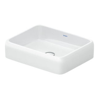 Duravit Vasque à poser Qatego 50x40 cm, sans trop-plein, sans trou de robinet, blanc brillant
