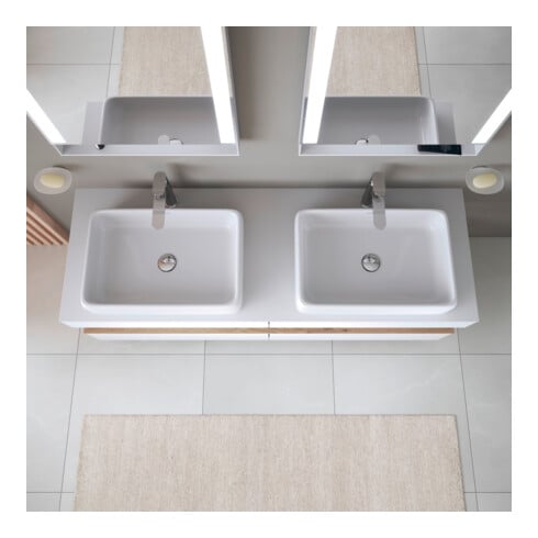 Duravit Vasque à poser Qatego 50x40 cm, sans trop-plein, sans trou de robinet, blanc brillant
