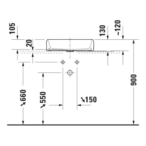 Duravit Vasque à poser Qatego 50x40 cm, sans trop-plein, sans trou de robinet, blanc brillant