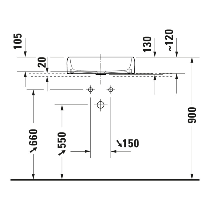 Duravit Vasque à poser Qatego 50x40 cm, sans trop-plein, sans trou de robinet, blanc brillant