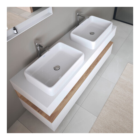 Duravit Vasque à poser Qatego 50x40 cm, sans trop-plein, sans trou de robinet, blanc brillant