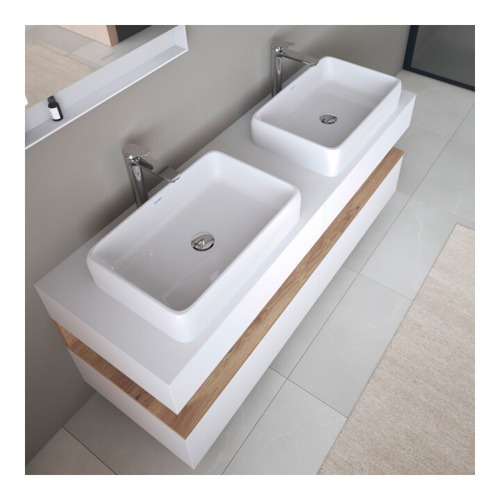 Duravit Vasque à poser Qatego 50x40 cm, sans trop-plein, sans trou de robinet, blanc brillant