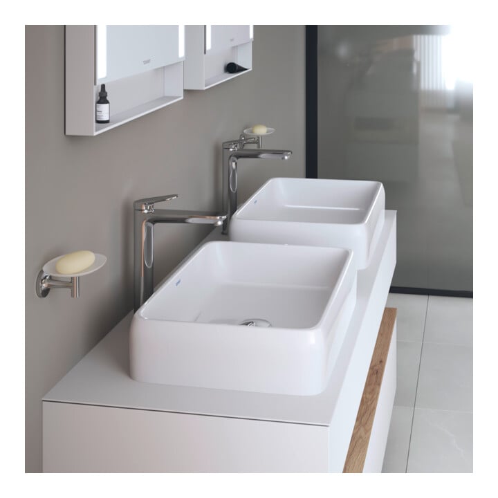 Duravit Vasque à poser Qatego 50x40 cm, sans trop-plein, sans trou de robinet, blanc brillant