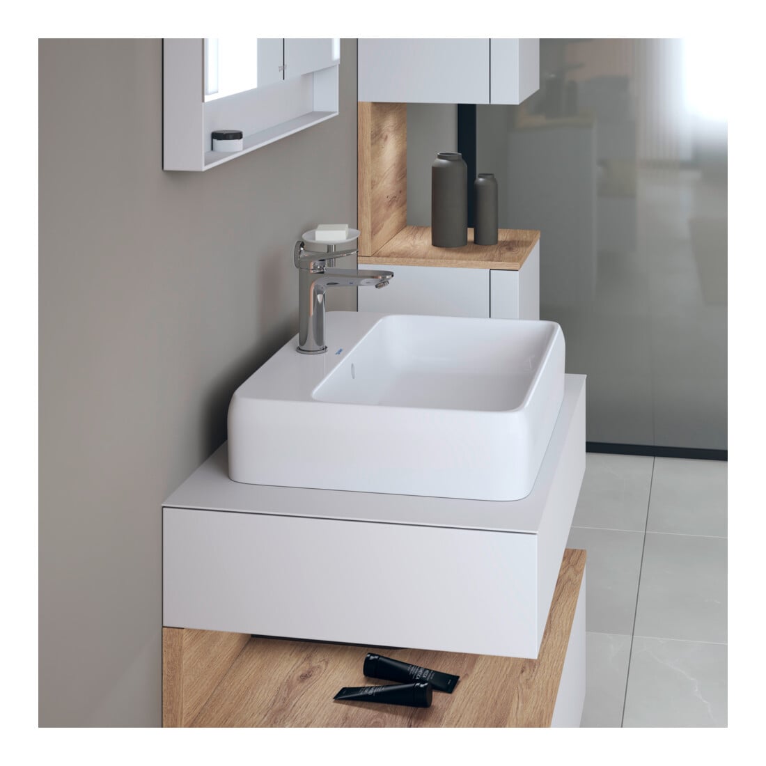 Duravit Vasque à poser Qatego 60x47 cm, blanc brillant, avec trou robinet, trop-plein