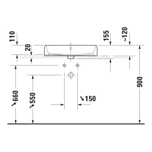 Duravit Vasque à poser Qatego 60x47 cm, blanc brillant, avec trou robinet, trop-plein