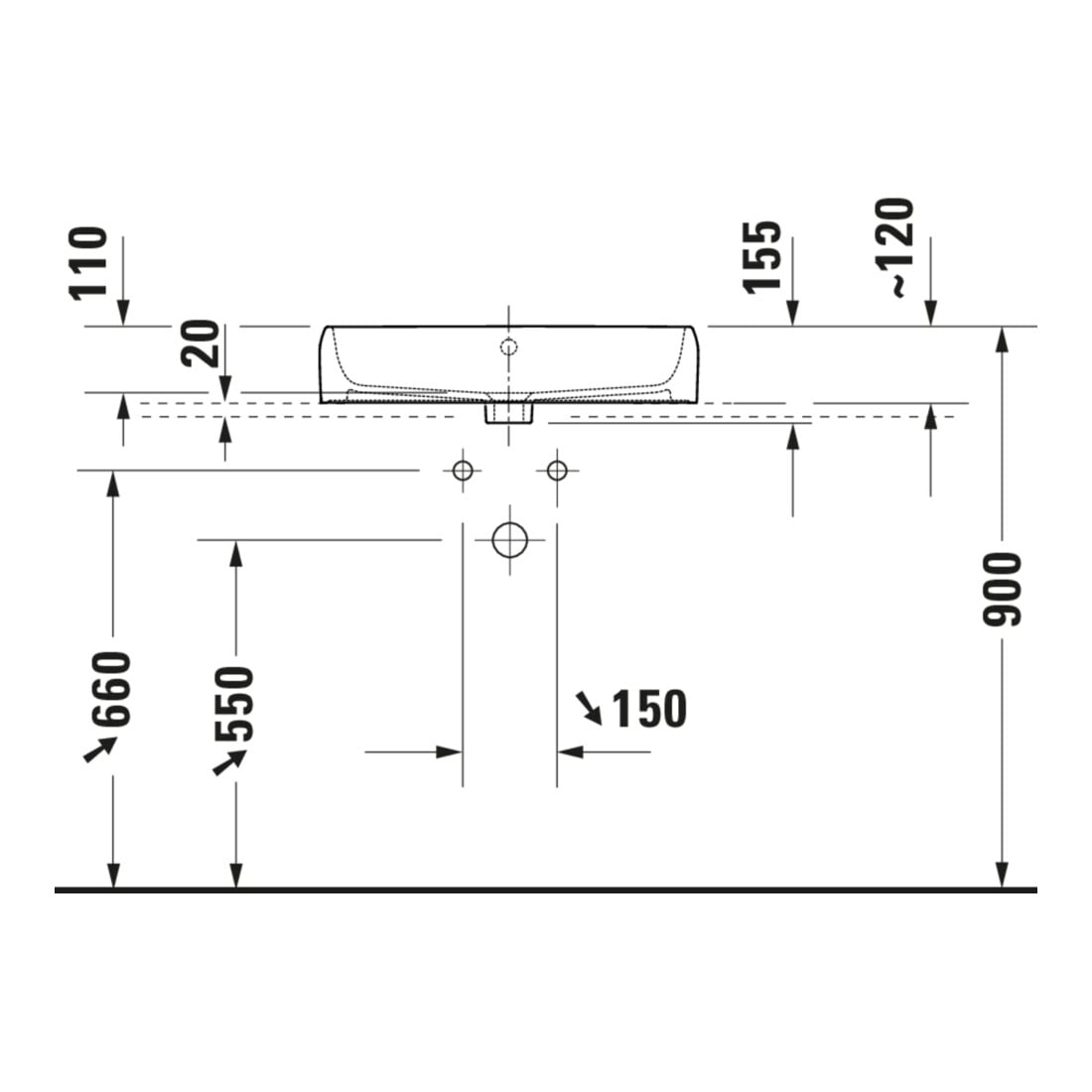 Duravit Vasque à poser Qatego 60x47 cm, blanc brillant, avec trou robinet, trop-plein