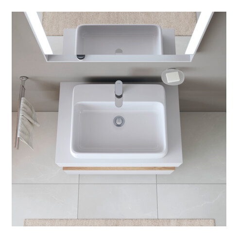 Duravit Vasque à poser Qatego 60x47 cm, blanc brillant, avec trou robinet, trop-plein