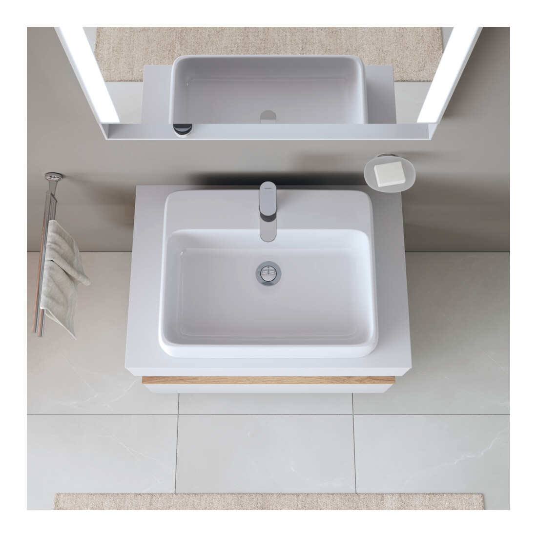 Duravit Vasque à poser Qatego 60x47 cm, blanc brillant, avec trou robinet, trop-plein