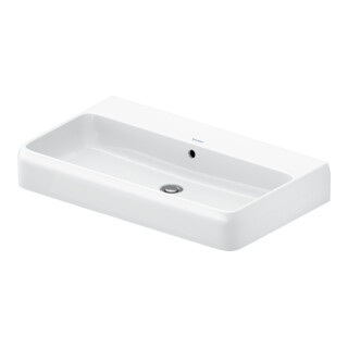 Duravit Vasque à poser Qatego 80x47 cm, blanc brillant, sans trop-plein, avec trop-plein, fermé