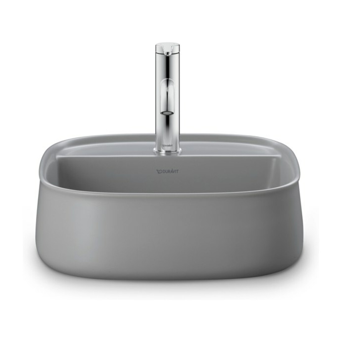 Duravit Vasque à poser Zencha 42x42 cm, avec trop-plein, gris satinée