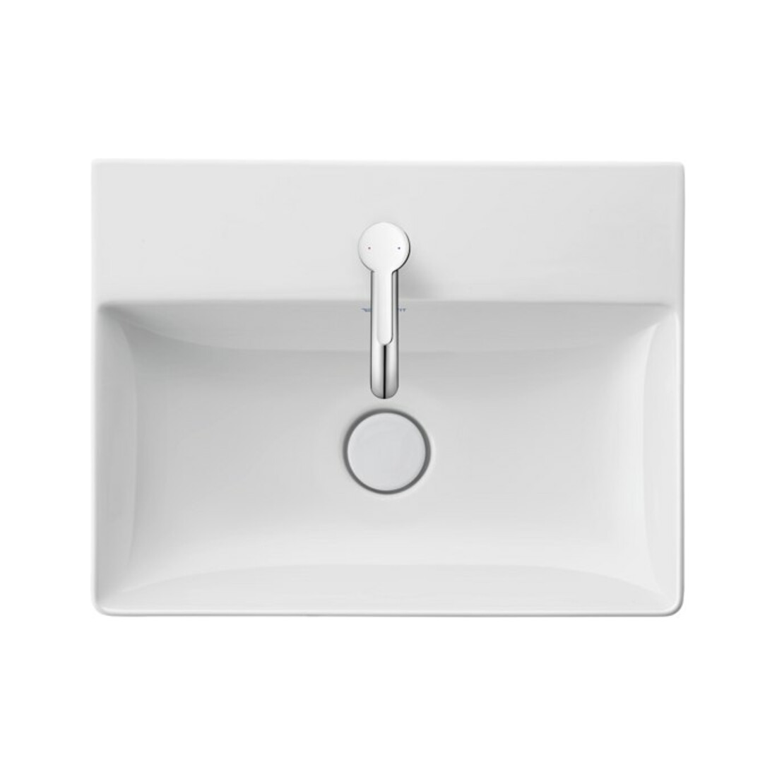 Duravit Vasque Comp DuraSquare brossée 50x40 cm, sans trop-plein, avec trop-plein, sans trou de robinet, blanc