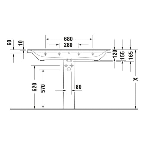 Duravit Vasque D-Neo 120,5x48 cm, avec trop-plein, blanc brillant, avec robinetterie