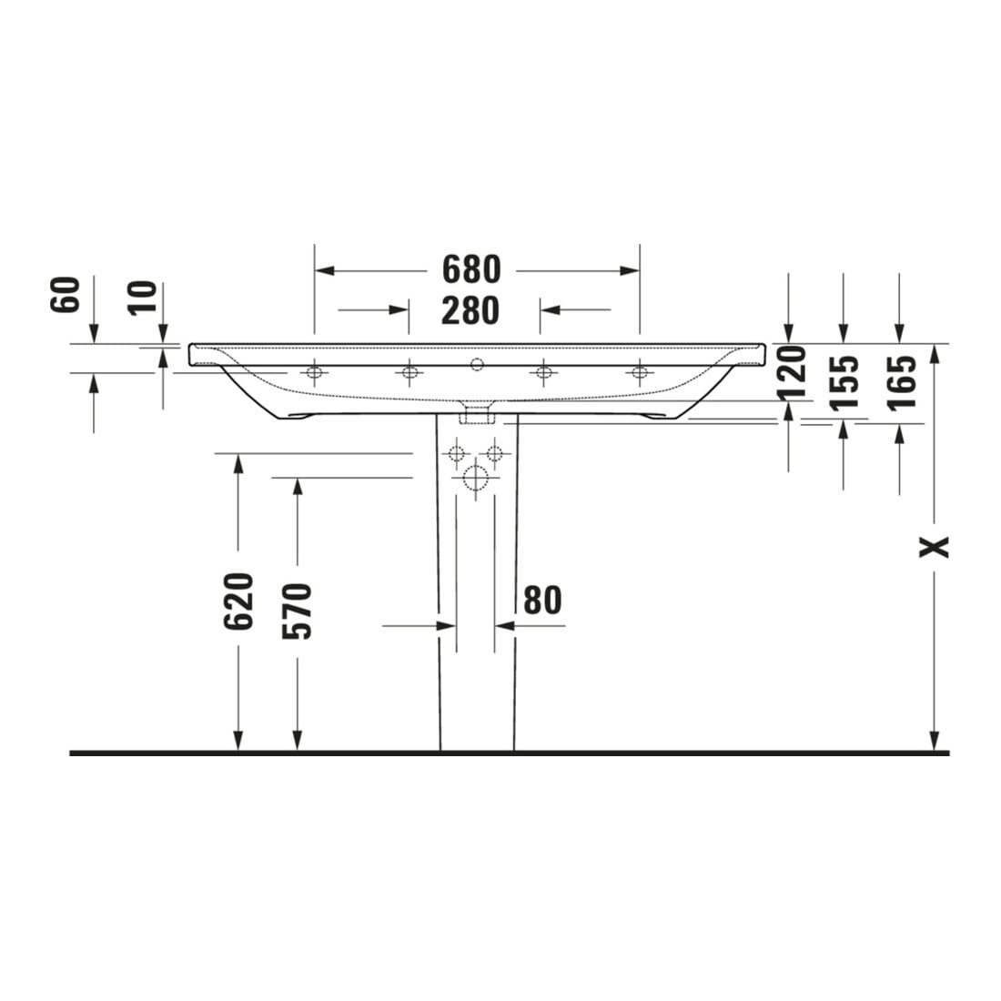 Duravit Vasque D-Neo 120,5x48 cm, avec trop-plein, blanc brillant, avec robinetterie