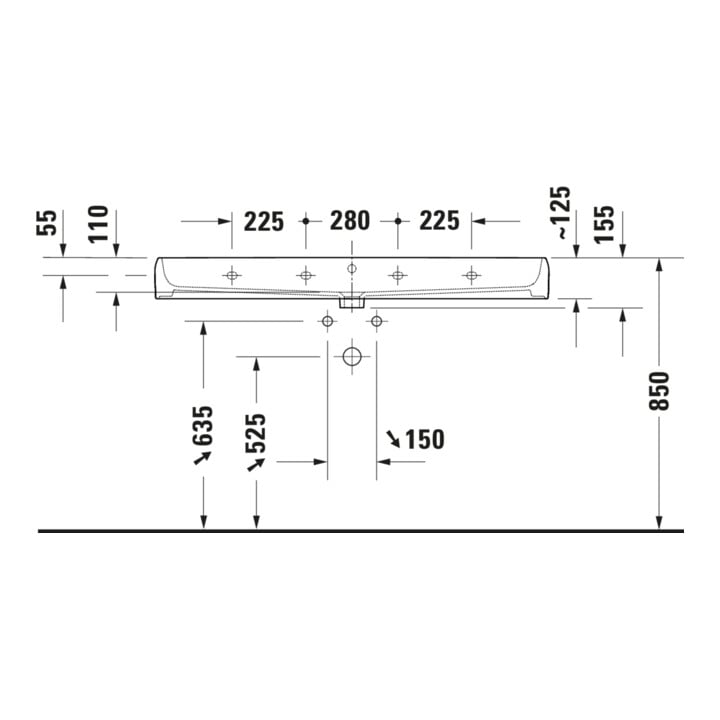 Duravit Vasque double Qatego 120x47 cm, 2 trous, blanc brillant