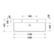 Duravit Vasque double Qatego 120x47 cm, 2 trous, blanc brillant-4