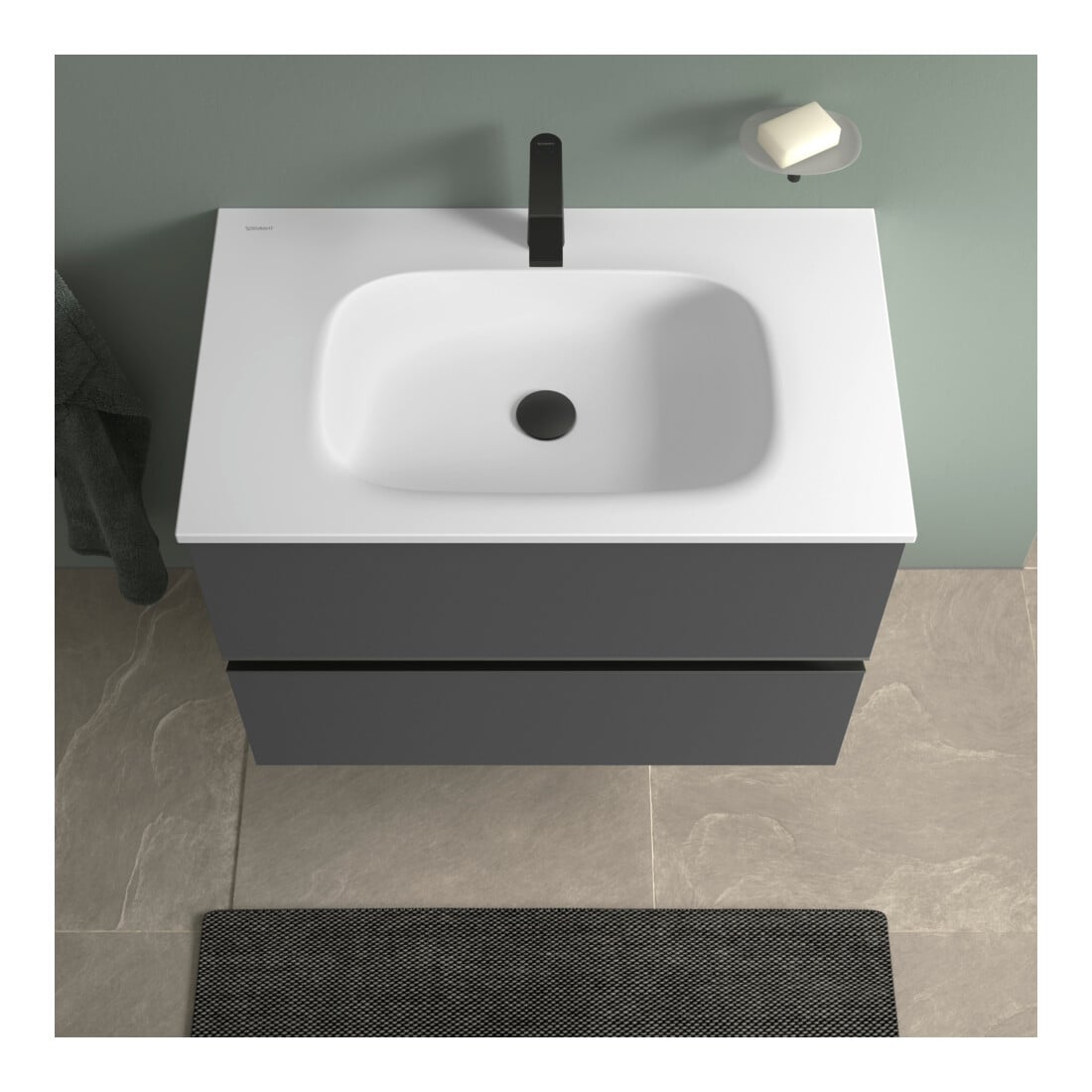 Duravit Vasque DuroCast Plus Sivida 82x48,5 cm, avec trou de robinet, blanc mat soyeux