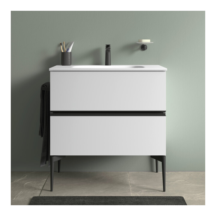 Duravit Vasque DuroCast Plus Sivida 82x48,5 cm, avec trou de robinet, blanc mat soyeux