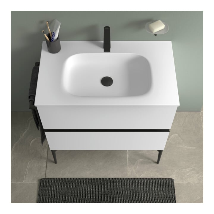 Duravit Vasque DuroCast Plus Sivida 82x48,5 cm, avec trou de robinet, blanc mat soyeux
