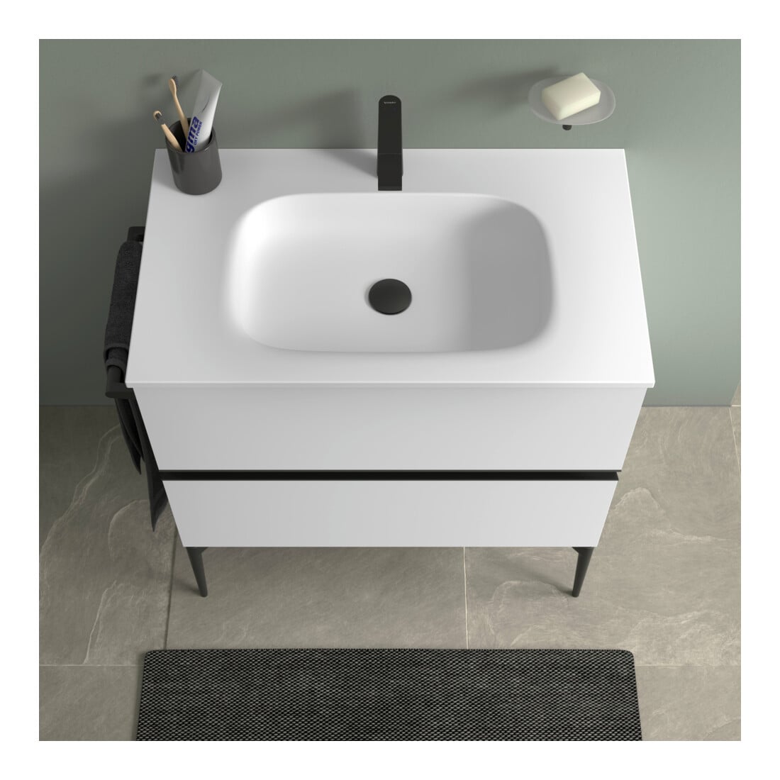 Duravit Vasque DuroCast Plus Sivida 82x48,5 cm, avec trou de robinet, blanc mat soyeux