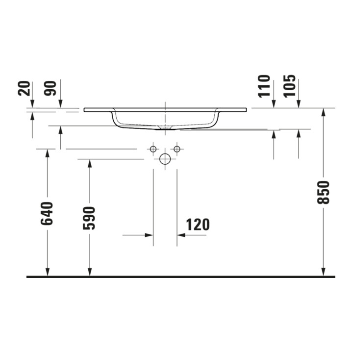 Duravit Vasque DuroCast Plus Sivida 82x48,5 cm, avec trou de robinet, blanc mat soyeux