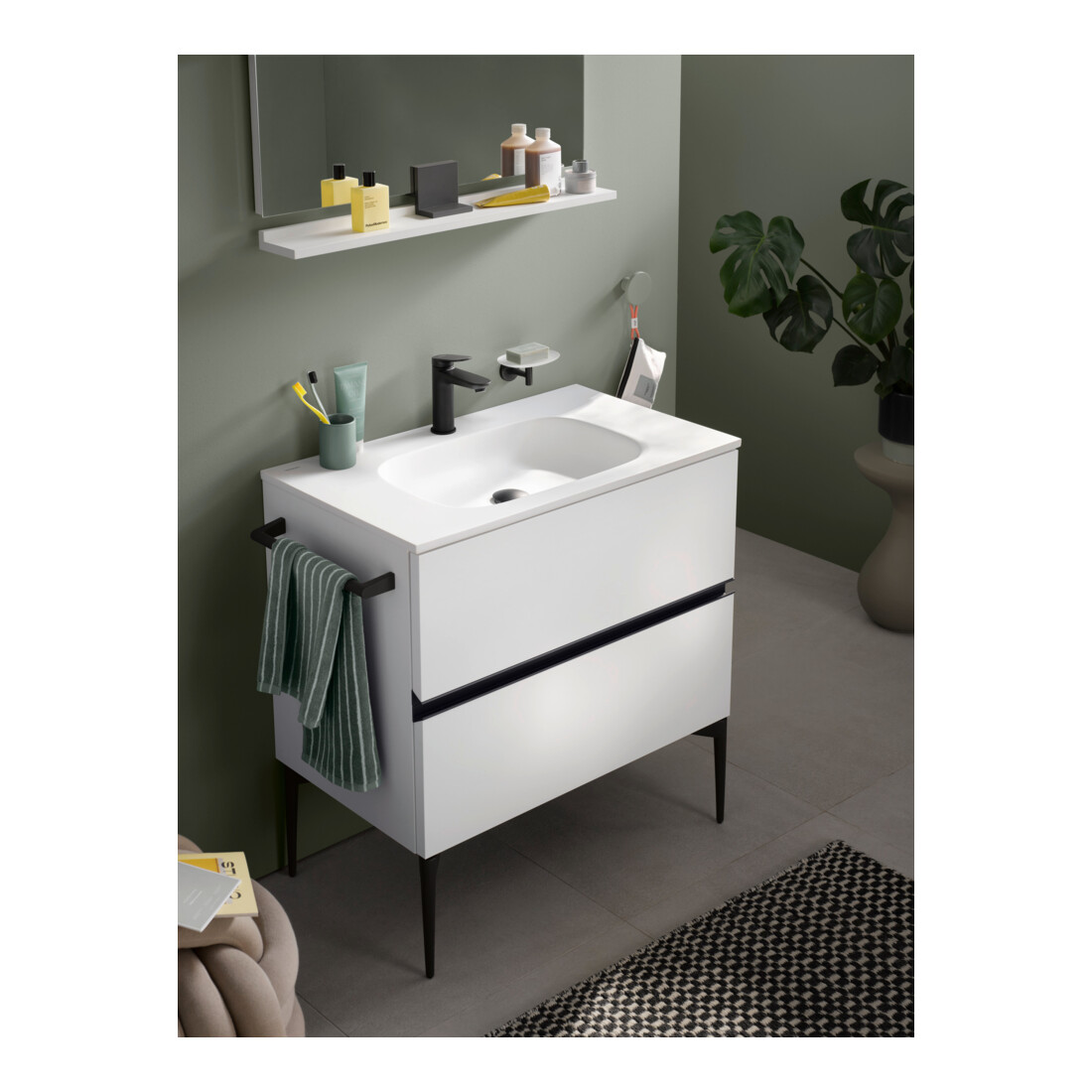 Duravit Vasque DuroCast Plus Sivida 82x48,5 cm, avec trou de robinet, blanc mat soyeux