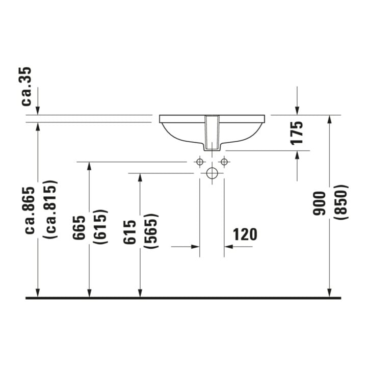 Duravit Vasque encastrée D-Code 49,5x29 cm, EB v u, o HL, HL, m ÜL, blanc