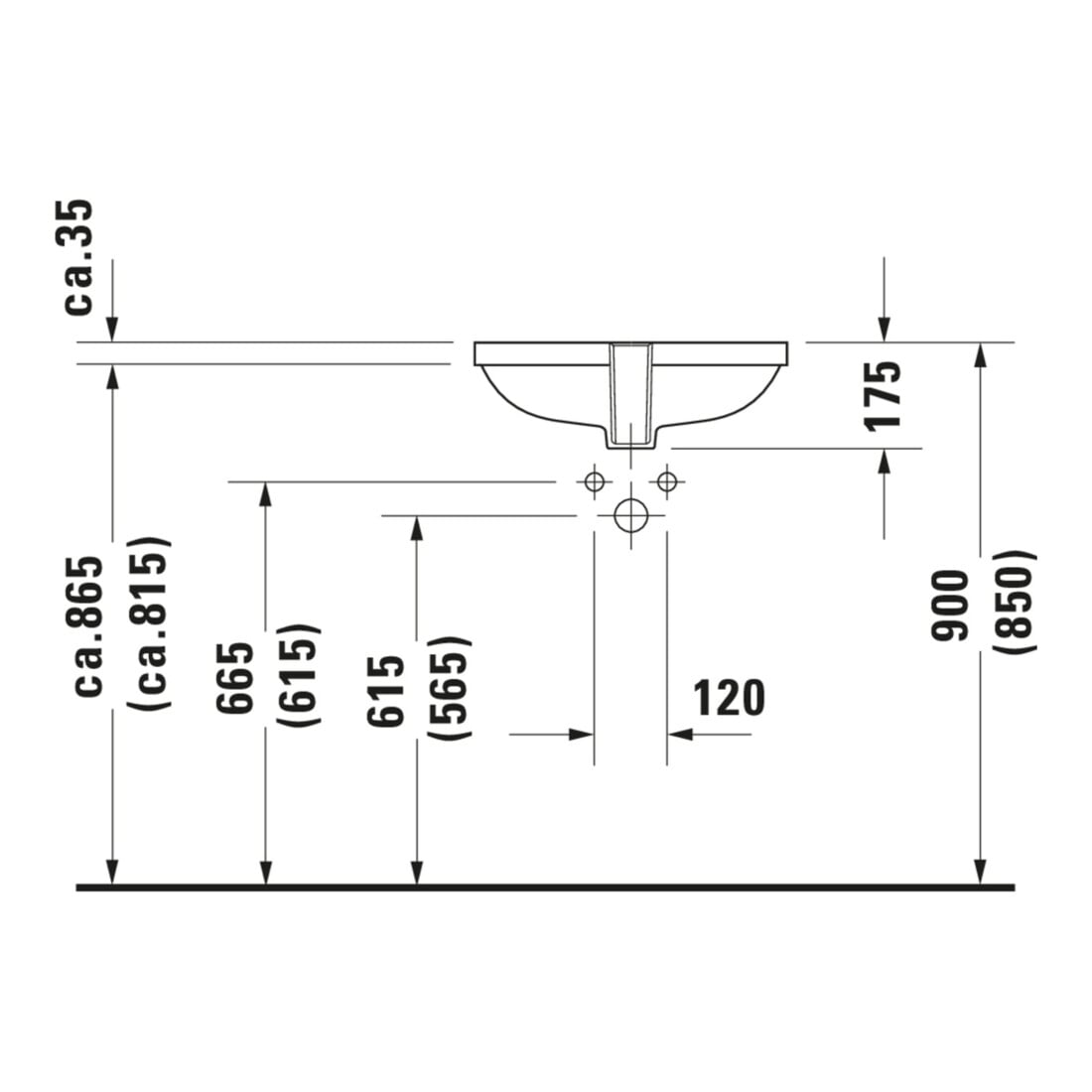 Duravit Vasque encastrée D-Code 49,5x29 cm, EB v u, o HL, HL, m ÜL, blanc