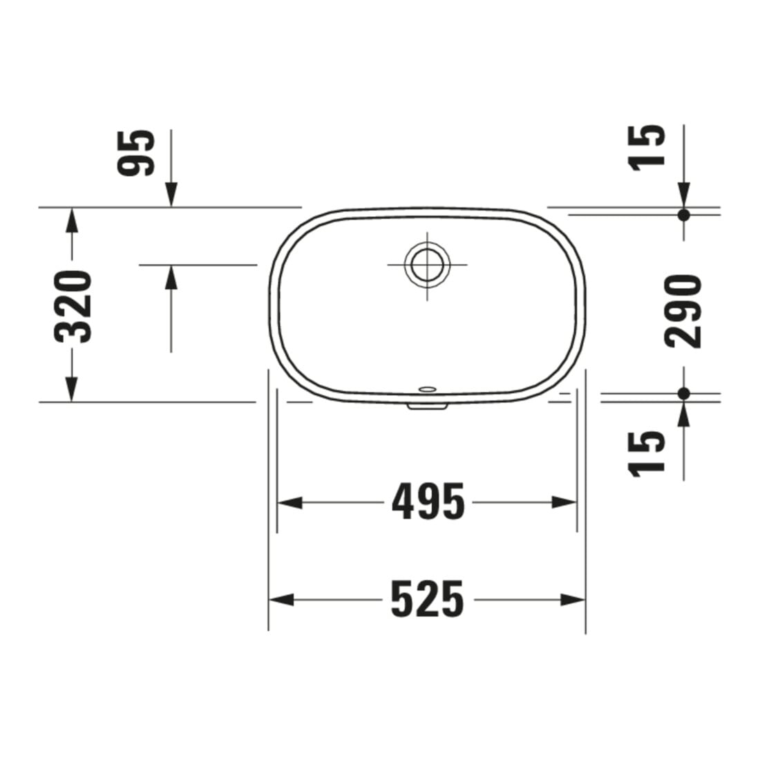 Duravit Vasque encastrée D-Code 49,5x29 cm, EB v u, o HL, HL, m ÜL, blanc