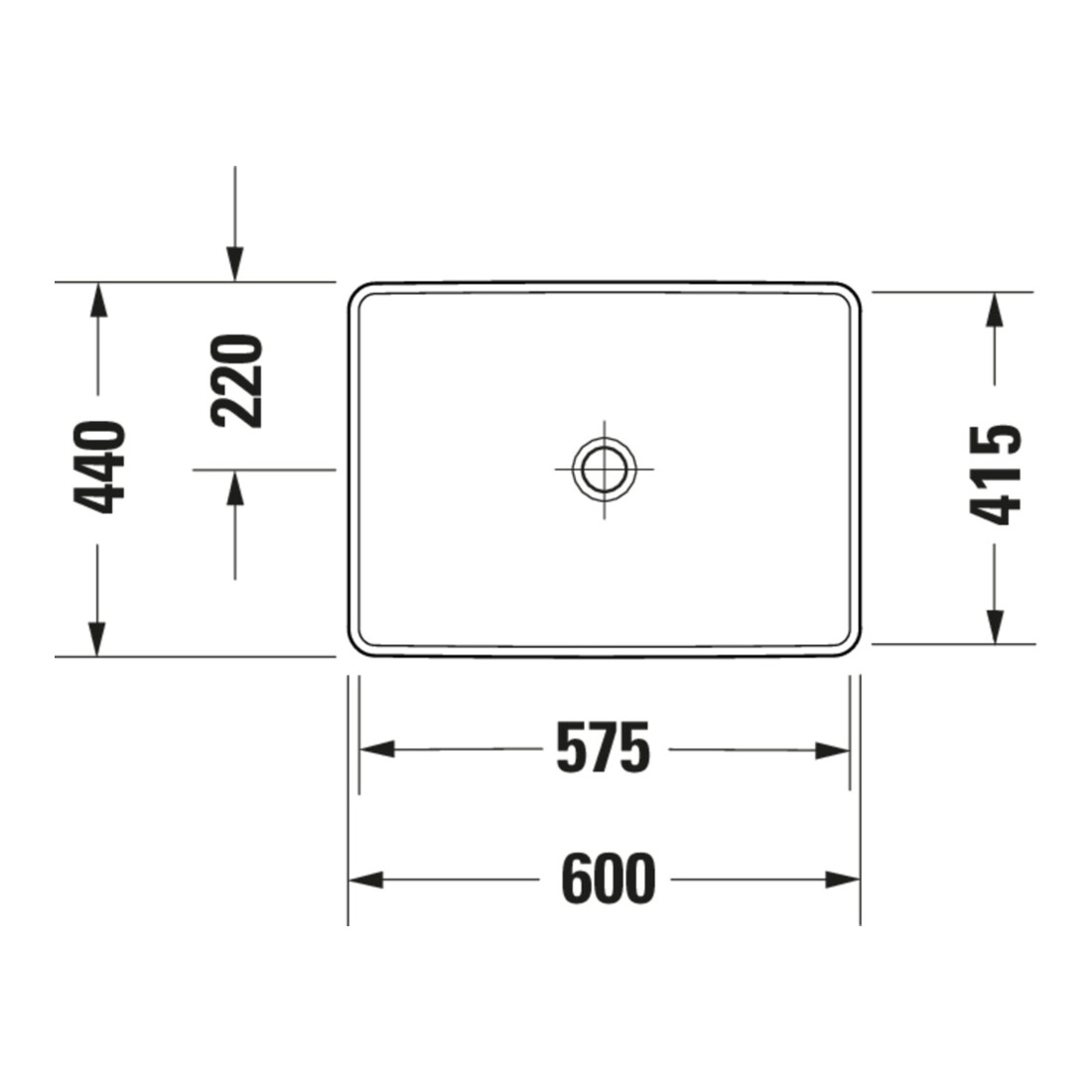 Duravit Vasque encastrée D-Neo 60x44 cm, EB v ob, sans trop-plein, blanc