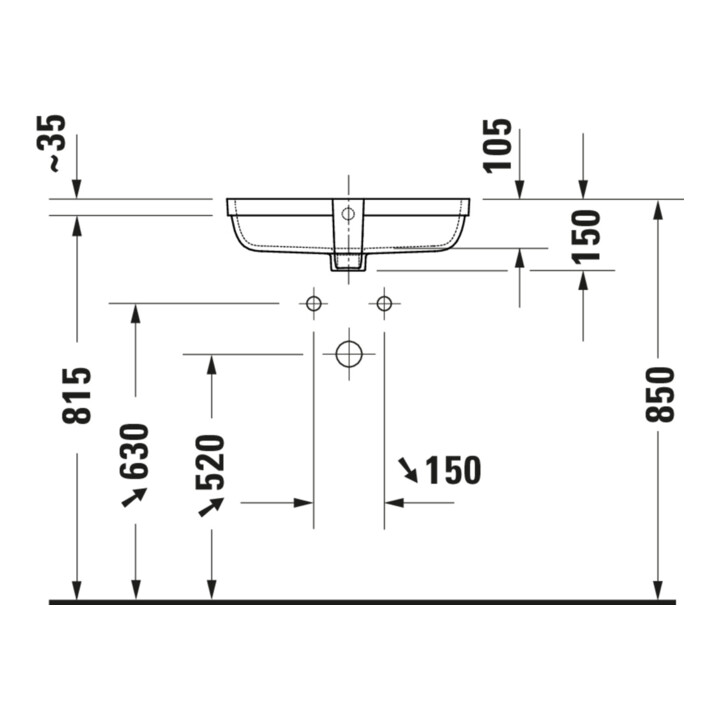 Duravit Vasque encastrée Qatego 48x32 cm, EB v u, o HL, HL, m Ü, blanc hgl