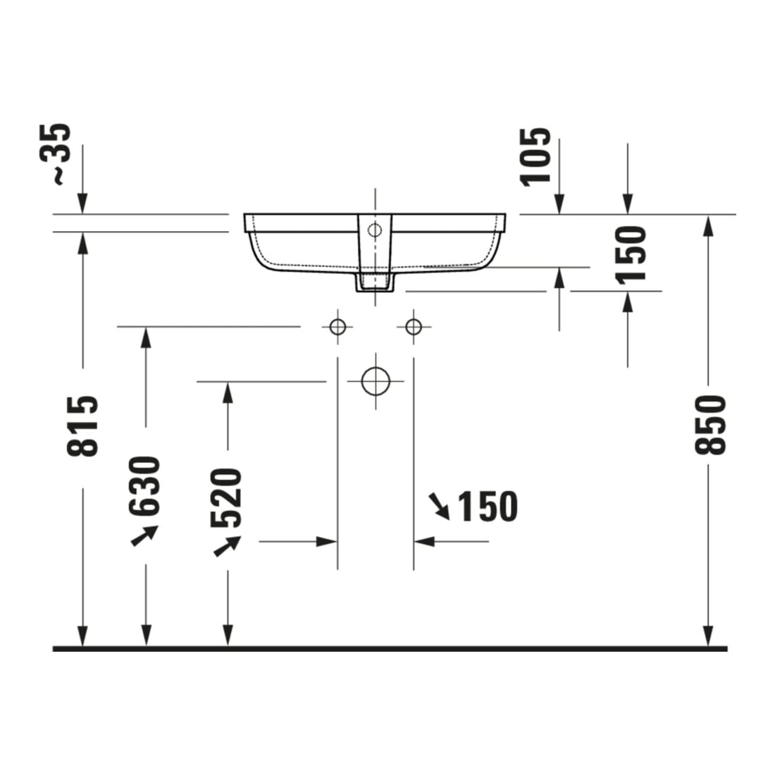 Duravit Vasque encastrée Qatego 48x32 cm, EB v u, o HL, HL, m Ü, blanc hgl