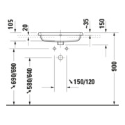 Duravit Vasque encastrée Qatego 55x45,5 cm, EB haut, avec trou de robinet, blanc brillant-2