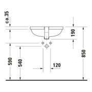 Duravit Vasque encastrée Starck 3 49x27 cm, EB dessous, avec HL, ÜL et HLB, blanc-5