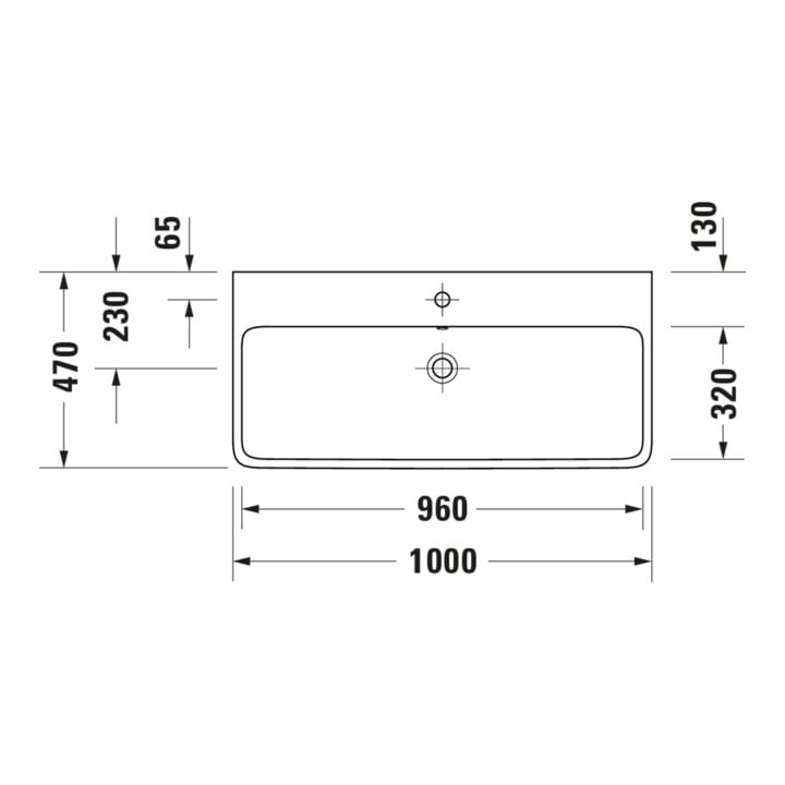Duravit Vasque Qatego 100x47 cm, blanc brillant, sans robinet, avec trop-plein, trou de robinet