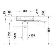 Duravit Vasque Qatego 50x42 cm, blanc brillant, avec trou robinet, trop-plein, perçage robinet-5